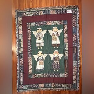 NWT Vintage Masterweave Inc Angel Quilt Tapestry Afghan Throw Blanket 55 X 73 In
